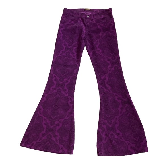 Run & Fly Denim - RUN & FLY - SIZE 32T - BRIGHT PURPLE CORDUROY  - BELL BOTTOM PANTS - RETRO B1